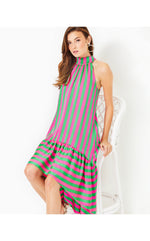 Steph Halter Midi Dress - Roxie Pink X Spearmint - Wide Stripe