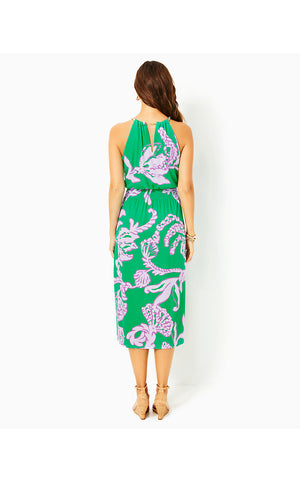 Gracelyn Halter Midi Dress - Brazilian Green Salty Sandbar Oversized