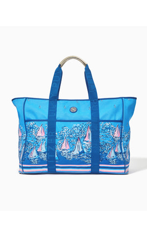 Trystin Oversized Canvas Tote - Lunar Blue - A Lil Nauti Engineered Tote - 1 SZ