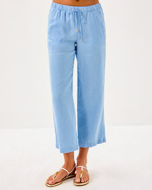 27" Brawley Linen Crop Pant - Jacaranda Blue