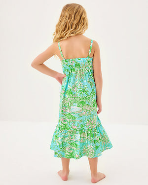Girls Mini Hiedi Maxi Dress - Fresh Water Blue Sunbathers Bliss