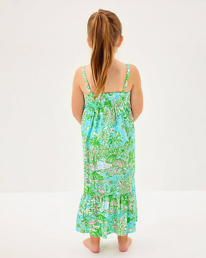 Girls Mini Hiedi Maxi Dress - Fresh Water Blue Sunbathers Bliss