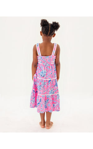 Girls Mini Pollie Midi Dress - Rousseau Pink Barefoot Beachcombers