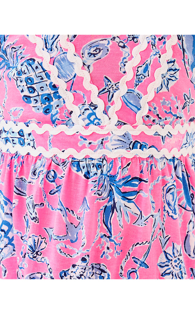 Girls Mini Pollie Midi Dress - Rousseau Pink Barefoot Beachcombers