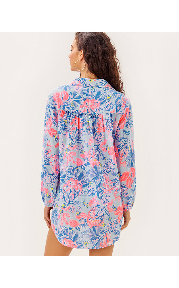Kique Long Sleeve Cover-Up - Multi Elephant Splash