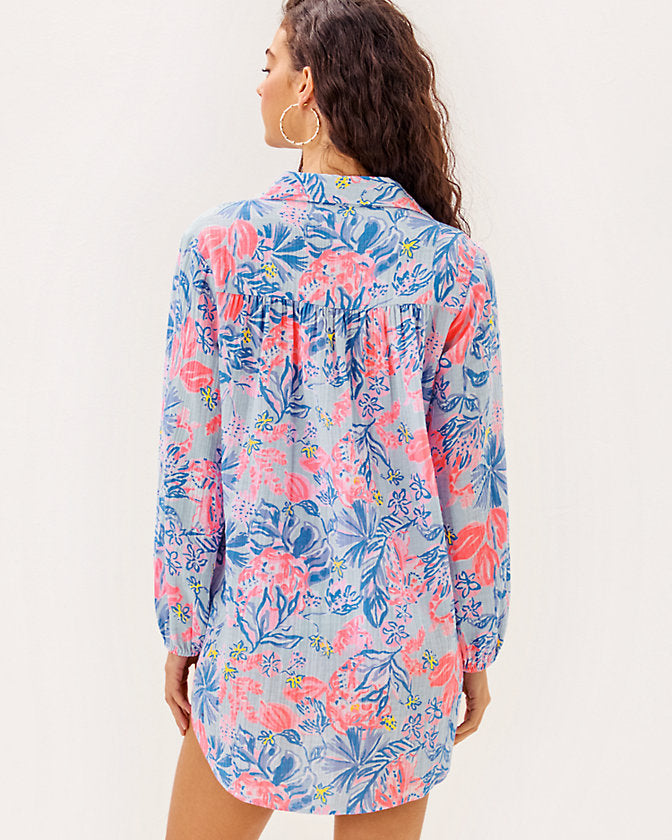 Kique Long Sleeve Cover-Up - Multi Elephant Splash