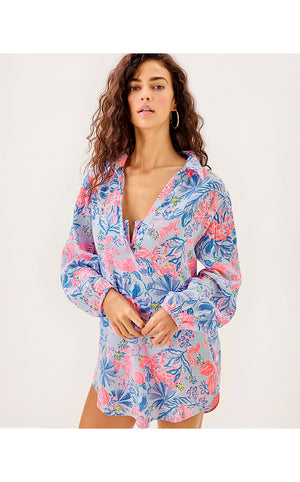 Kique Long Sleeve Cover-Up - Multi Elephant Splash