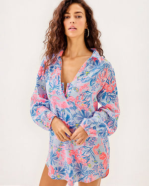 Kique Long Sleeve Cover-Up - Multi Elephant Splash
