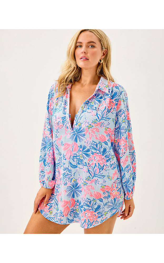 Kique Long Sleeve Cover-Up - Multi Elephant Splash