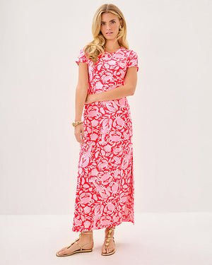 UPF 50+ Kaden ChillyLilly Maxi Dress - Cane Coral Crab Collab