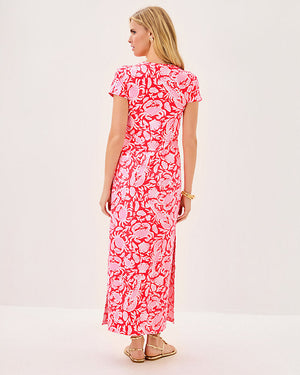 UPF 50+ Kaden ChillyLilly Maxi Dress - Cane Coral Crab Collab