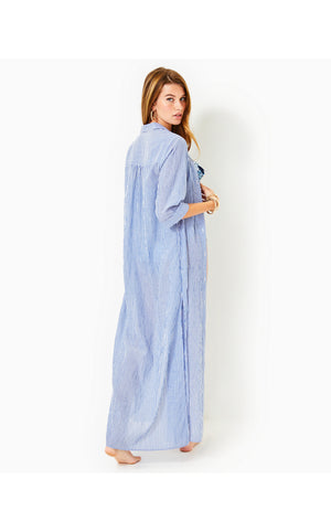 
            
                Load image into Gallery viewer, Natalie Maxi Cover-Up - Coastal Blue - LTWT Oxford Stripe
            
        