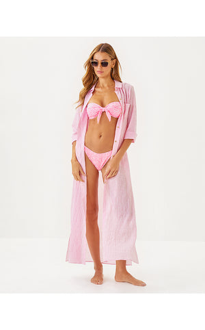 Natalie Maxi Cover-Up - Conch Shell Pink - LTWT Oxford Stripe