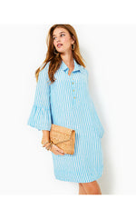 Jazmyn Linen Tunic Dress - Lunar Blue - Bimini Stripe