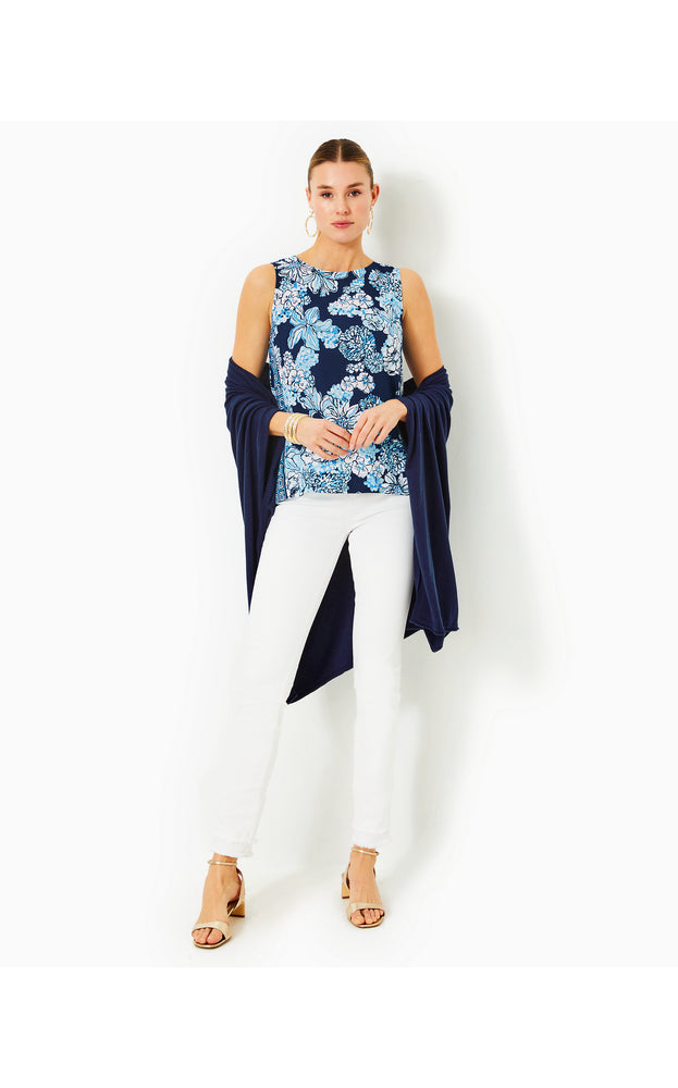
            
                Load image into Gallery viewer, Iona Sleeveless Top - Low Tide Navy - Bouquet All Day Engineered Woven Top
            
        