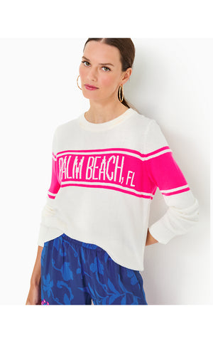 Kelsa Sweater - Passion Fruit Pink - Palm Beach FL Jacquard