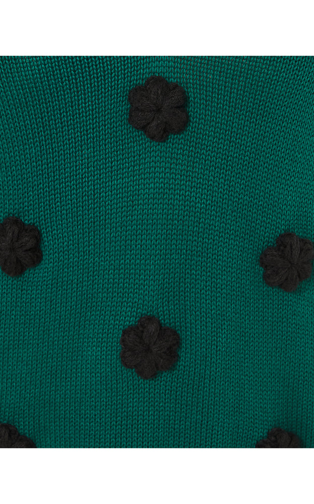 Wyla Sweater - Villa Green Tossed Crochet Flowers