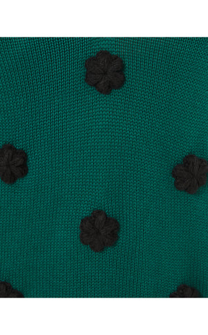 Wyla Sweater - Villa Green Tossed Crochet Flowers