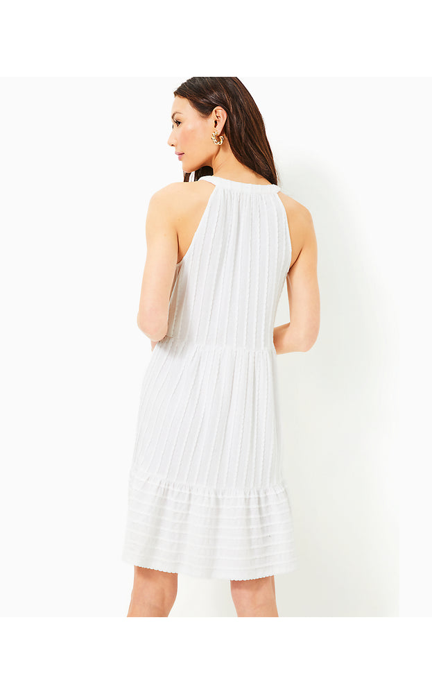 Lennox Swing Dress - Resort White - Scallop Stripe Knit