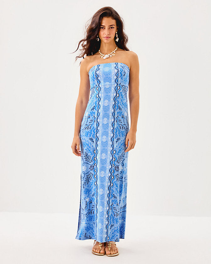 Noa Strapless Maxi Dress Jacaranda Blue Knotty And Nice Engineered