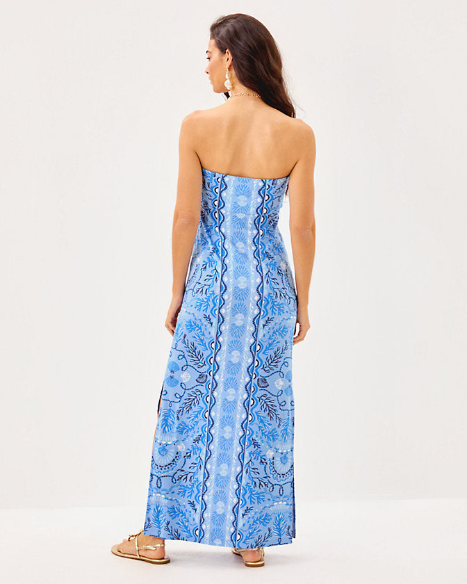 Noa Strapless Maxi Dress Jacaranda Blue Knotty And Nice Engineered