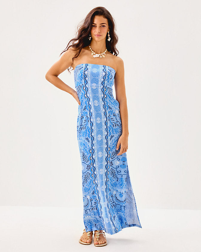 Noa Strapless Maxi Dress Jacaranda Blue Knotty And Nice Engineered