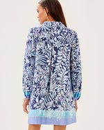 Iralanne Popover Shirtdress - Sapphire Pool Summer Shorelines Engineered Woven Dress