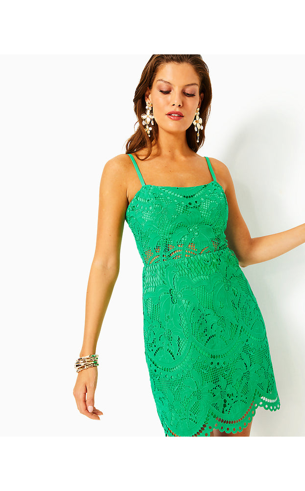 Risette Lace Dress - Brazilian Green Palms In Paradise Lace