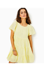 Jocelyn Linen Dress - Finch Yellow - You Drive Me Daisy Embroidered Linen