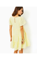 Jocelyn Linen Dress - Finch Yellow - You Drive Me Daisy Embroidered Linen