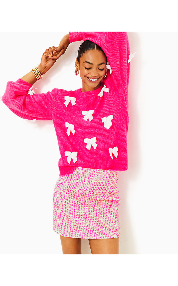 Zarie Sweater - Heathered Passion Fruit Pink Party Bows