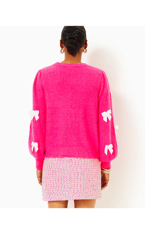 Zarie Sweater - Heathered Passion Fruit Pink Party Bows