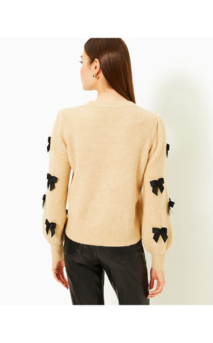 Zarie Sweater - Heathered Wicker Tan Party Bows