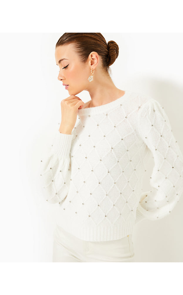 Veronita Sweater - Coconut Scattered Rhinestones