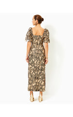 Linora Maxi Dress - Wicker Tan Embroidered Sequin Exploded