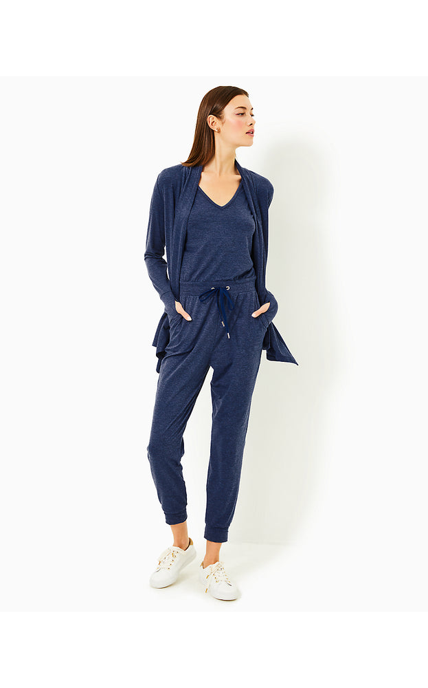 UPF 50+ Maisie Jumpsuit - Heathered Med Blue X Noir