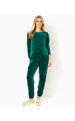 28" Eva Velour Pant - Villa Green