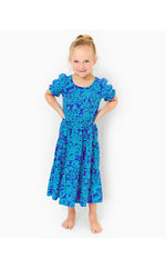 Girls Dean Midi Dress - Martinique Blue - Jungle Oasis