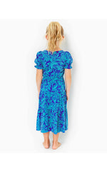 Girls Dean Midi Dress - Martinique Blue - Jungle Oasis