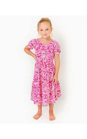 Girls Dean Midi Dress - Passion Fruit Pink Absolutely Flamazing