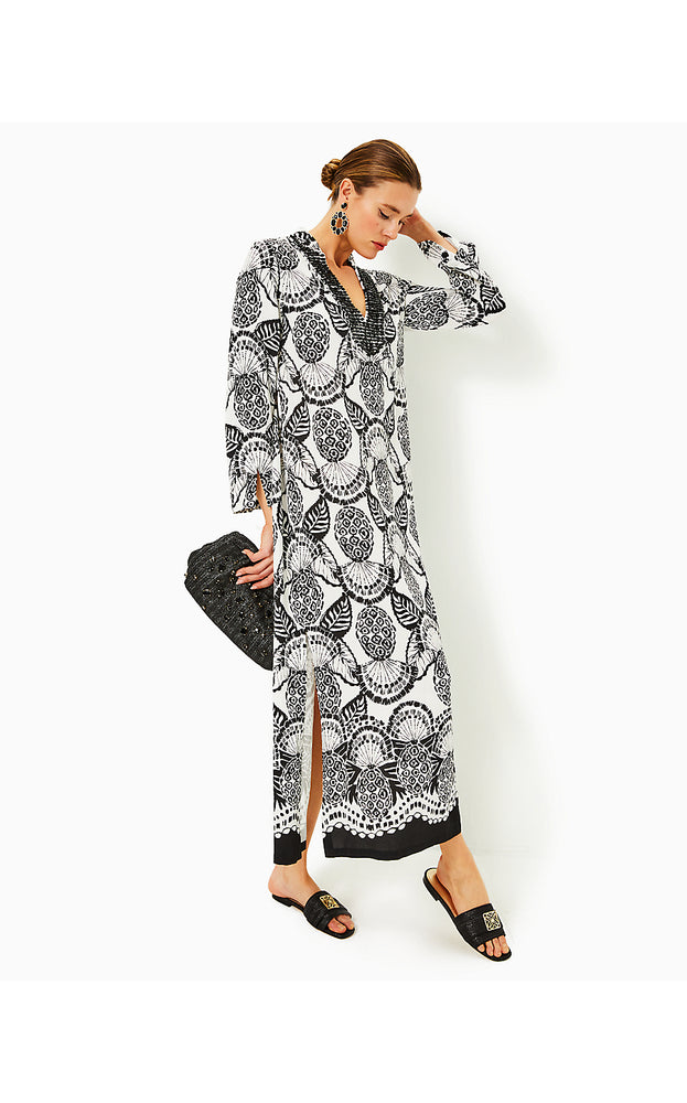 Irella Maxi Caftan Dress - Coconut - Pineapple Princess Engineered Woven Dress