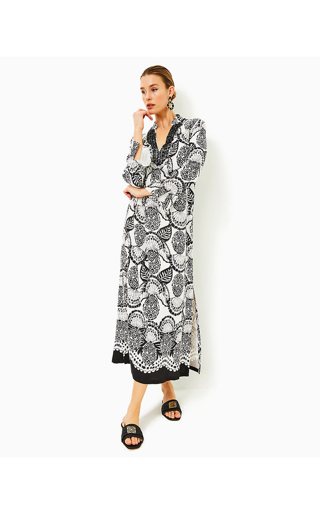 Irella Maxi Caftan Dress - Coconut - Pineapple Princess Engineered Woven Dress