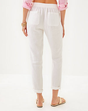 31" Taron Mid Rise Linen Pant - Resort White