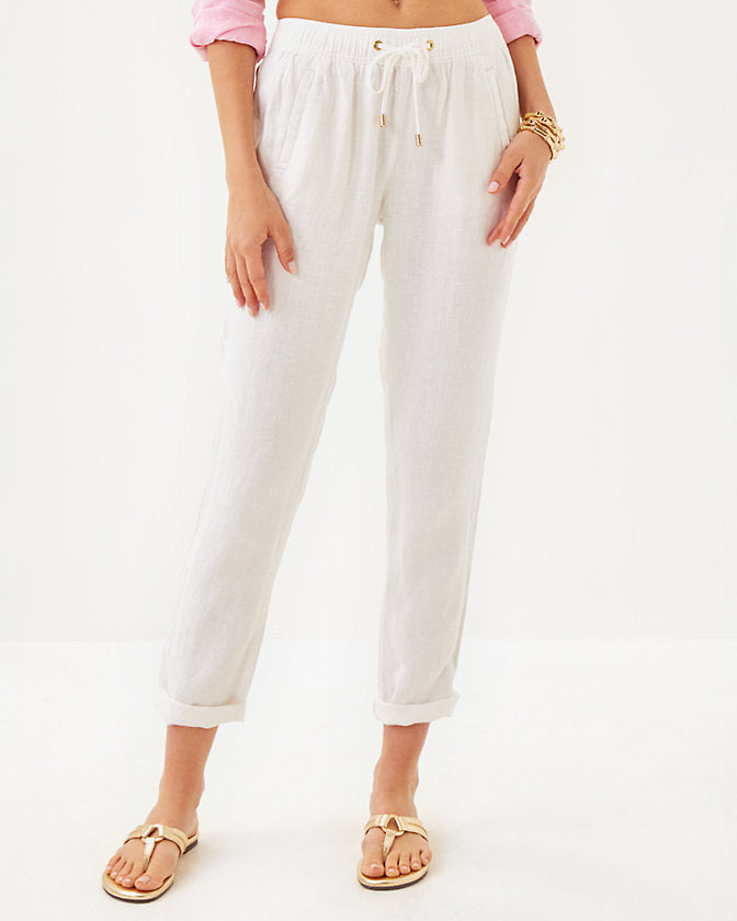 31" Taron Mid Rise Linen Pant - Resort White