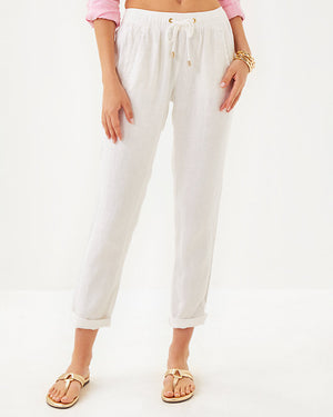 31" Taron Mid Rise Linen Pant - Resort White