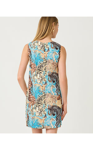 Edita Shift Dress - Breezy Aqua Lilly's Zoo Engineered Woven Shift