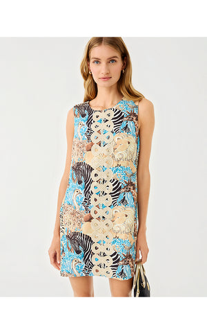 Edita Shift Dress - Breezy Aqua Lilly's Zoo Engineered Woven Shift