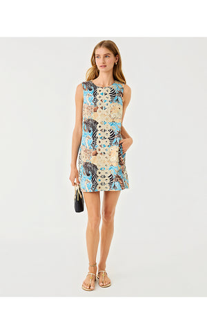 Edita Shift Dress - Breezy Aqua Lilly's Zoo Engineered Woven Shift