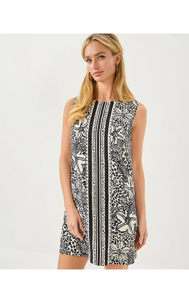 Edita Shift Dress - Onyx Lots To Spot Engineered Woven Shirt