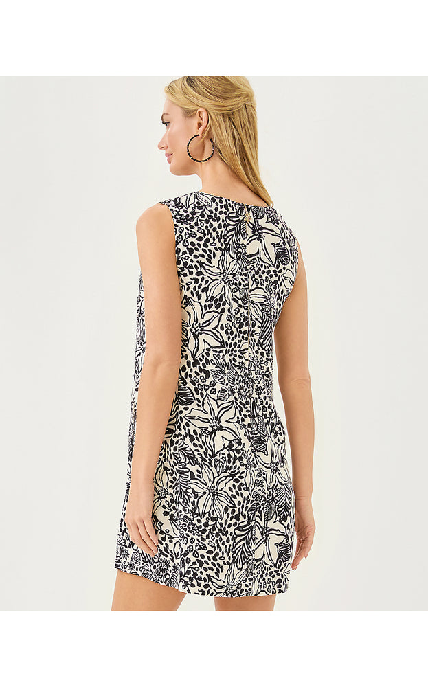 Edita Shift Dress - Onyx Lots To Spot Engineered Woven Shirt